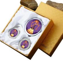 淑女十二星座双面化妆镜/带钻包包挂钩三件套 摩羯座的精致生活伴侣